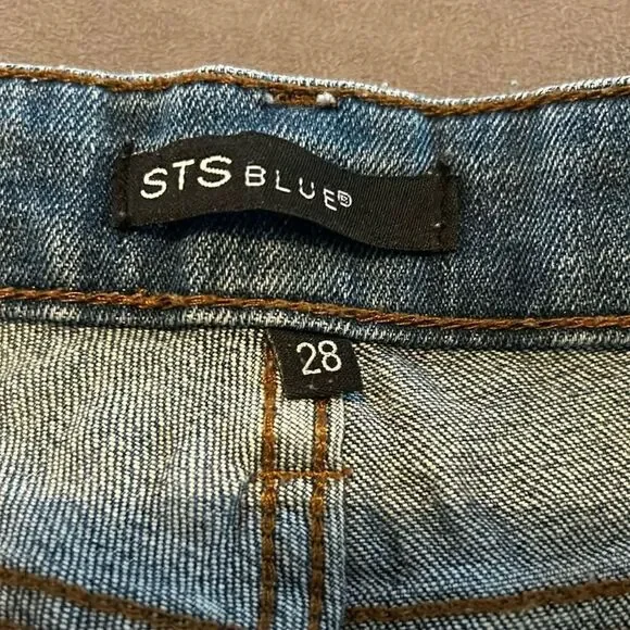 STS Blu Distressed Blue Jean Shorts with Pom-Pom Trim - Picture 2 of 12